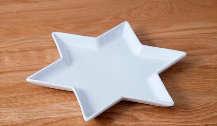 11 inch star-shaped white ceramic plate