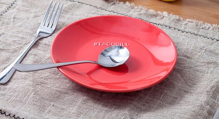 9 inch costom logo round red ceramic plate