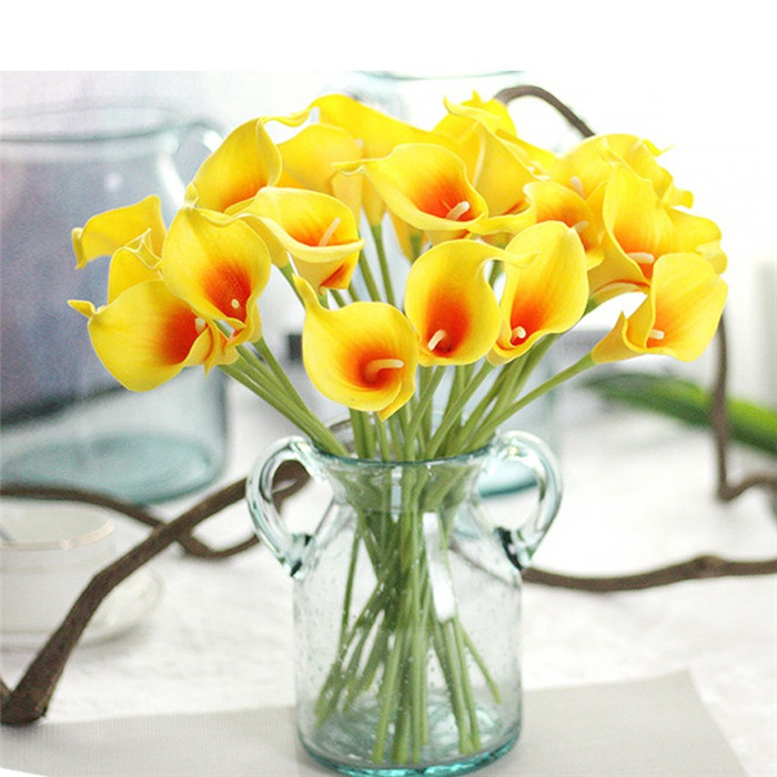 15pcs/lot Artificial Calla lily PVC Real Touch Bride Bouquet Flower Home Wedding Decor Flowers & Wreaths Mix Color sale