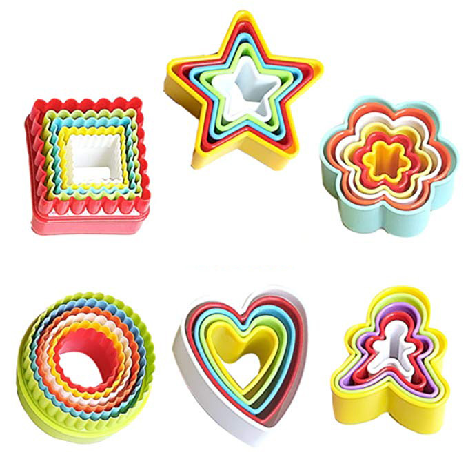 Colorful Sandwich Fondant Cake Fruit Vegetable Shapes Cutter,Multi-size Plastic Biscuit Cutters, Cookie Cutter sale