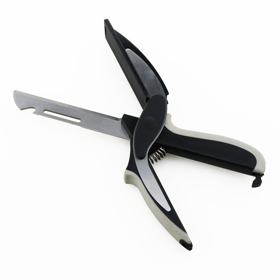 Universal Stainless Steel Kitchen Scissors 6 in 1 Clever Food Vegetable Chopper Slicer Cutter With Cutting Board sale