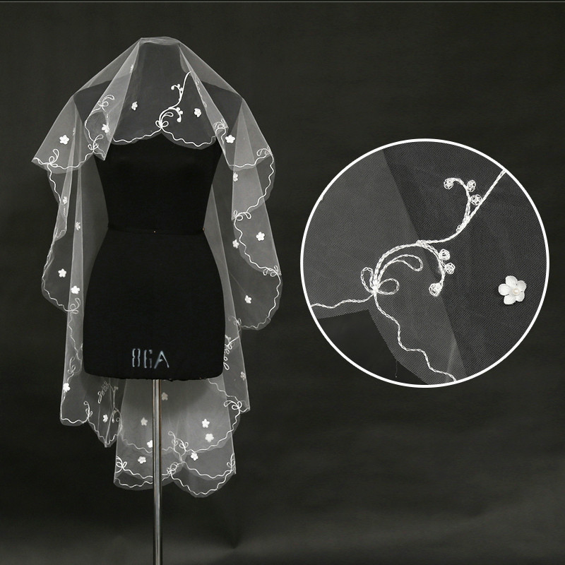 Cestbella Hot Sale One-Layer White Lace Appliqued Wedding Veil for sale