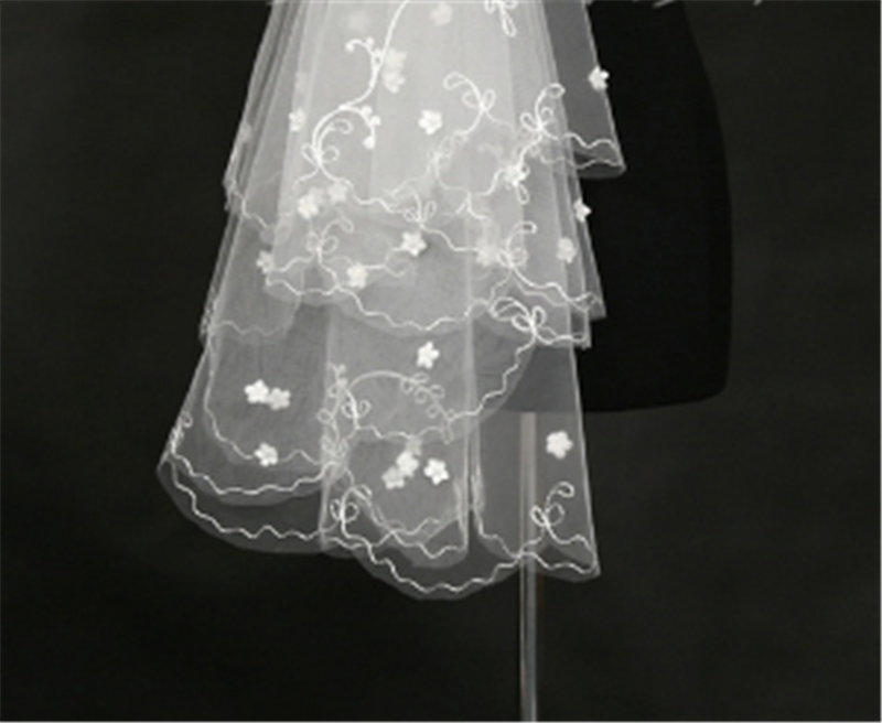 Cestbella Hot Sale One-Layer White Lace Appliqued Wedding Veil for sale