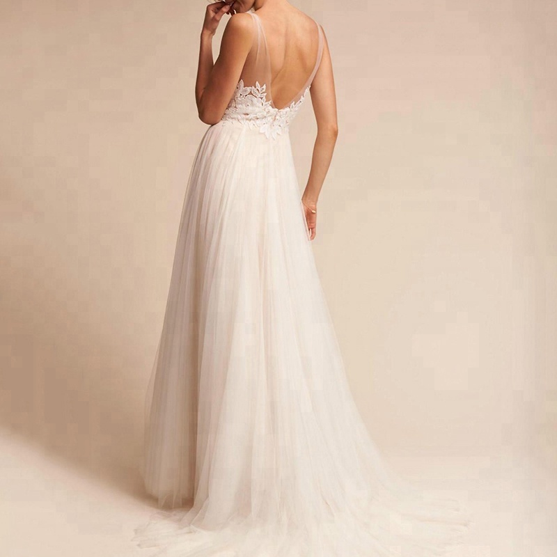 Simple Design Lace Berta Sexy V Back Soft Chiffon Wedding Dress sale
