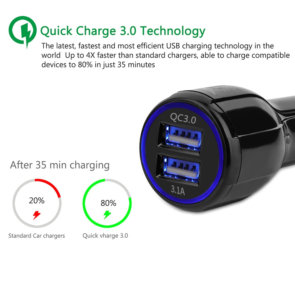 car charger fast charger qc3.0 dual usb car charger for sale