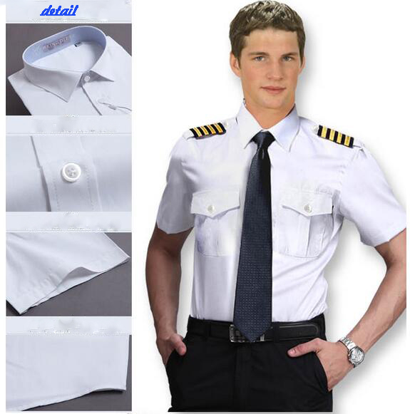 Air uniforms pilot uniforms seafarers work wear male short - sleeved railway shirts air crew uniforms for sale