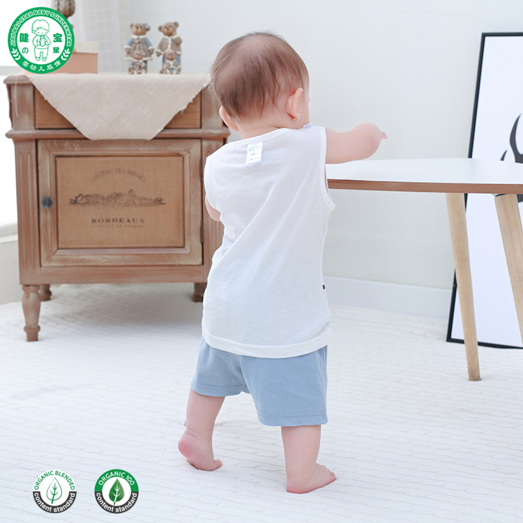New fashion style organic cotton sleeveless baby clothes set 2pcs for baby boy for sale