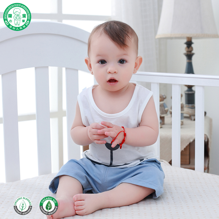 New fashion style organic cotton sleeveless baby clothes set 2pcs for baby boy for sale