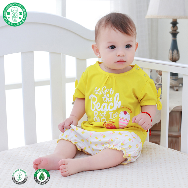 Summer 2 pieces cotton short sleeves kids boutique clothing baby clothes set for sale