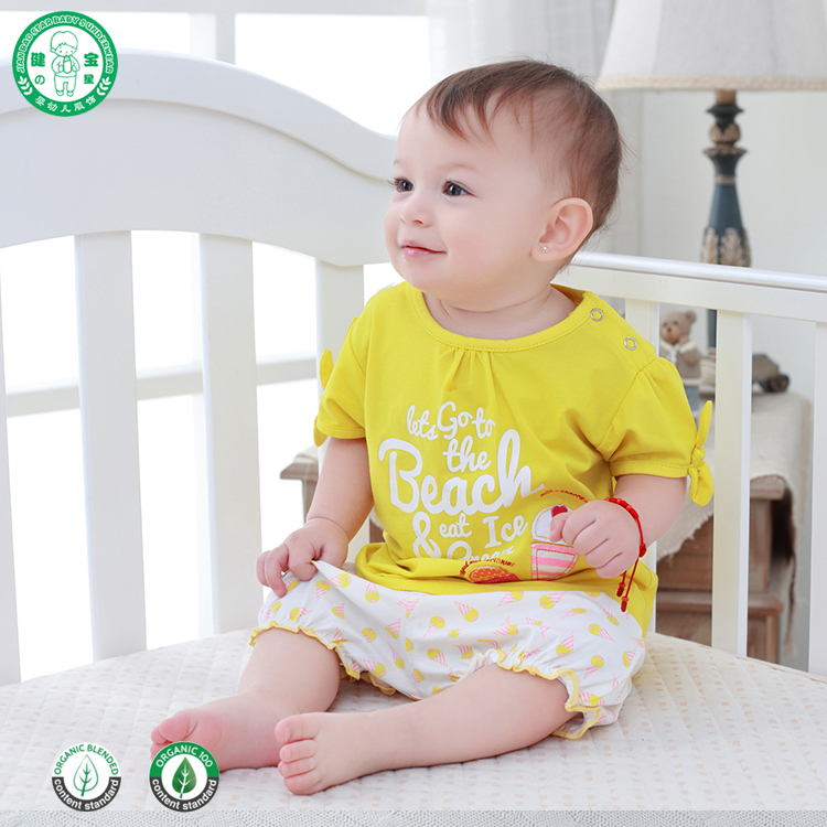 Summer 2 pieces cotton short sleeves kids boutique clothing baby clothes set for sale