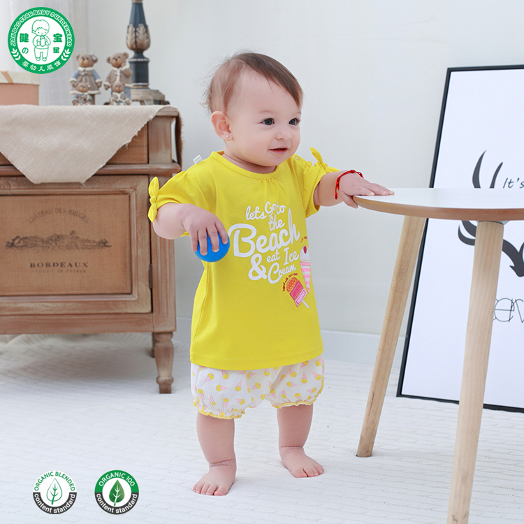 Summer 2 pieces cotton short sleeves kids boutique clothing baby clothes set for sale