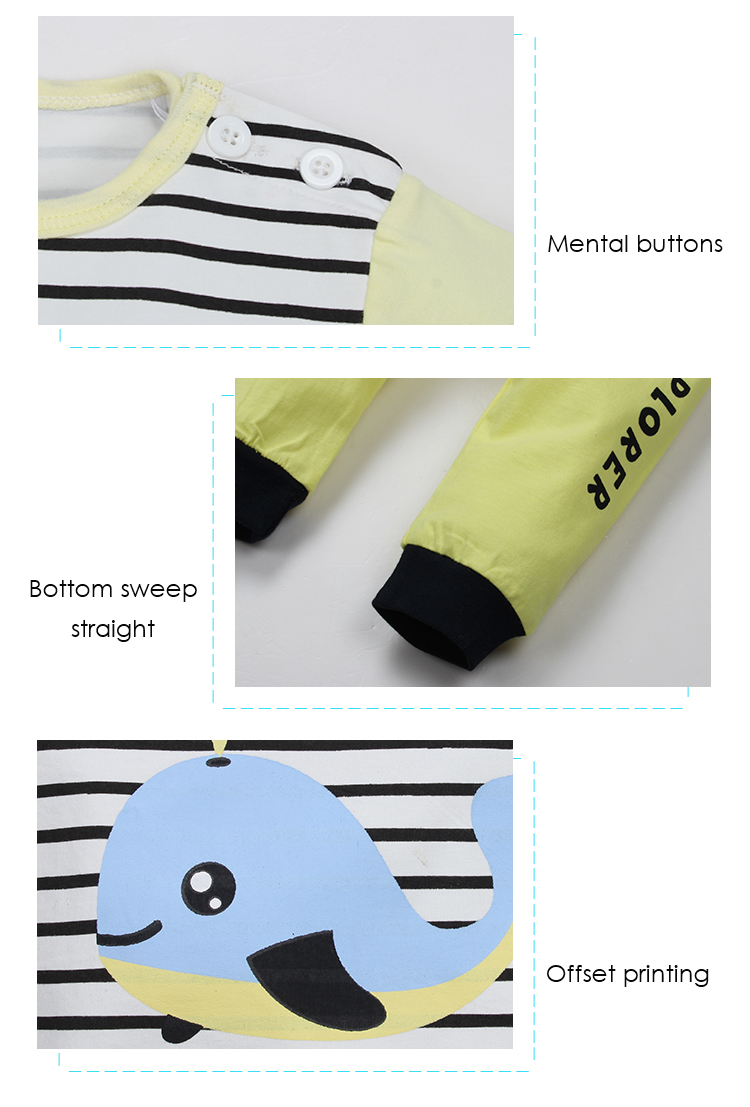 Wholesale Autumn Baby Boy Clothing Set 100% Cotton Short Sleeve Stripe Fish Baby Pajamas Set for sale