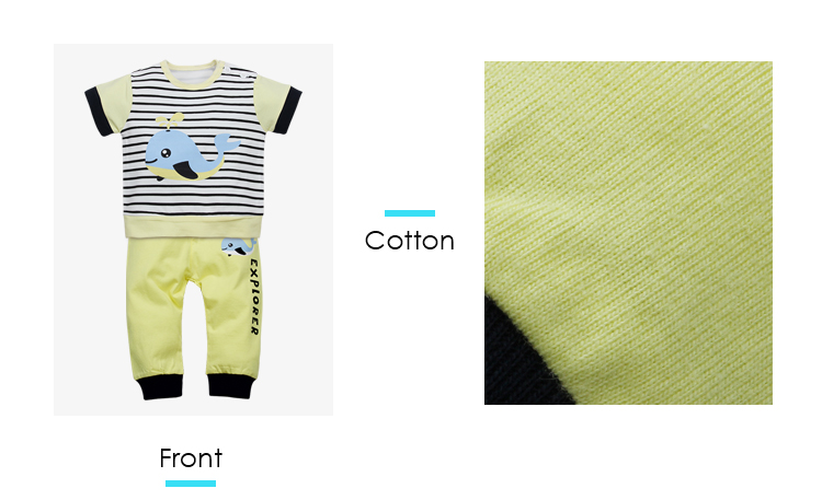 Wholesale Autumn Baby Boy Clothing Set 100% Cotton Short Sleeve Stripe Fish Baby Pajamas Set for sale