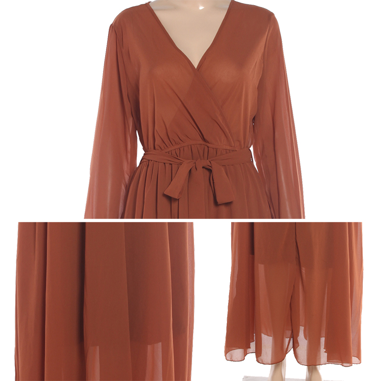 Ladies Maxi Long Caramel Color Rayon Bandage Dress for sale