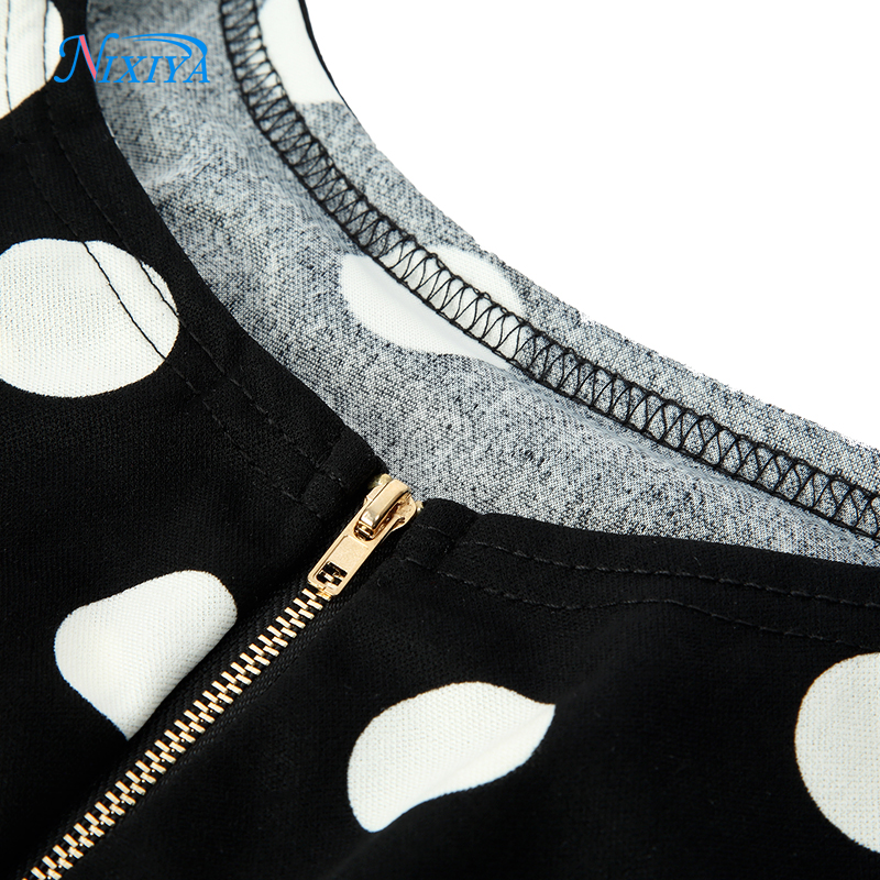Back O Neck Zipper Cocktail Bandage Polka Dot Dress Women for sale