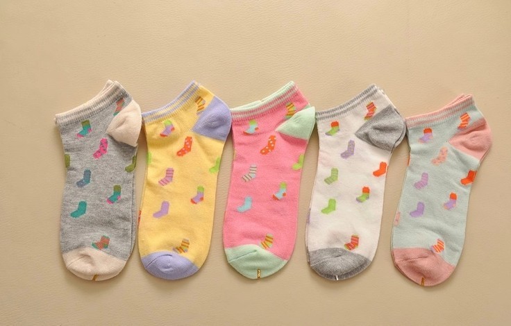 Classical jacquard ankle socks cotton women socks cute for sale