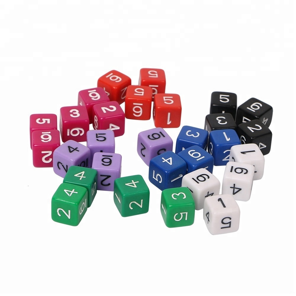 custom made different colors 16mm d6 1-6 dice for sale
