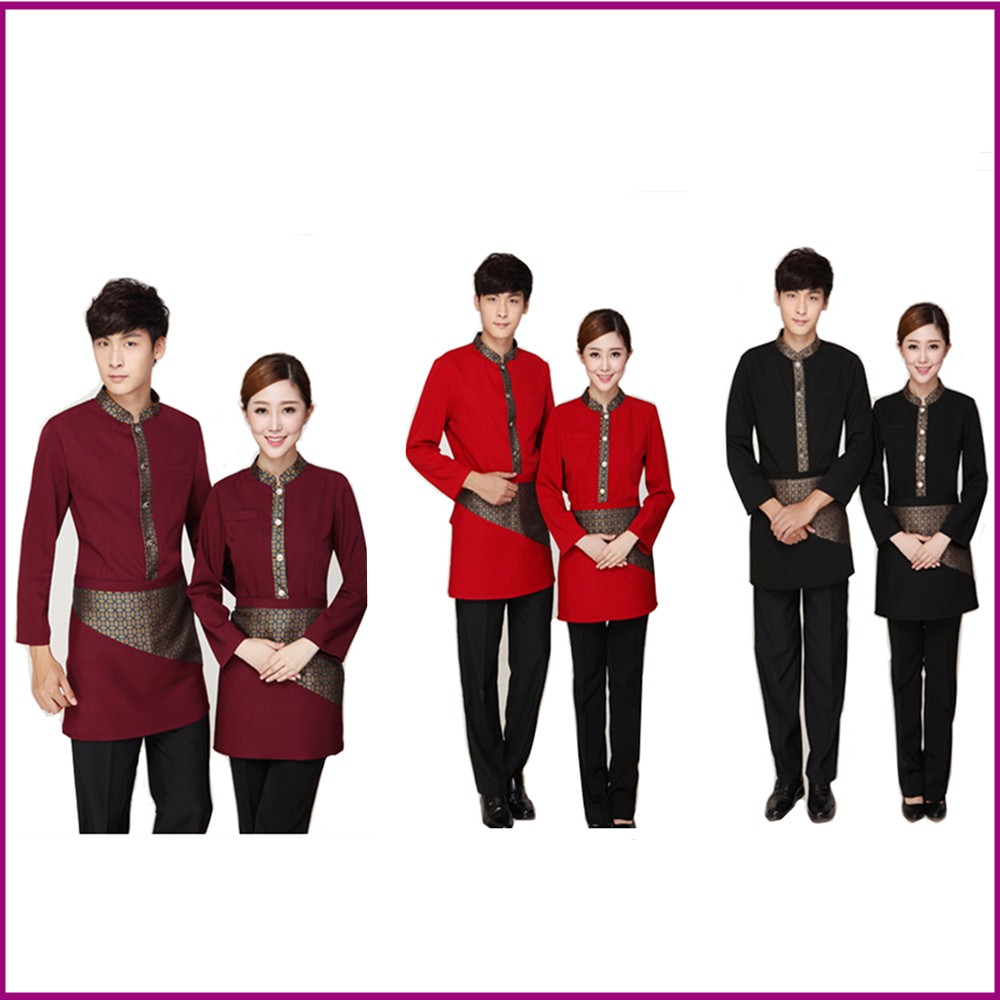 Custom High Quality Hotel Reception Waiter Waitress Uniform on Sale