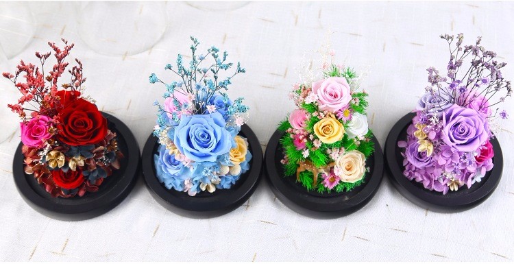 Prefect Christmas Day Gifts Everlasting Immortal Fresh Preserved Flower Rose in Glass Dome Sale