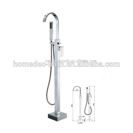Free Standing Single Handles Tub Filler Shower Tap with Handshower in Chrome