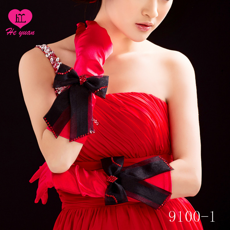 9100-1 Grace Fingerless Long Gathered and Beaded wedding Gloves on Sale