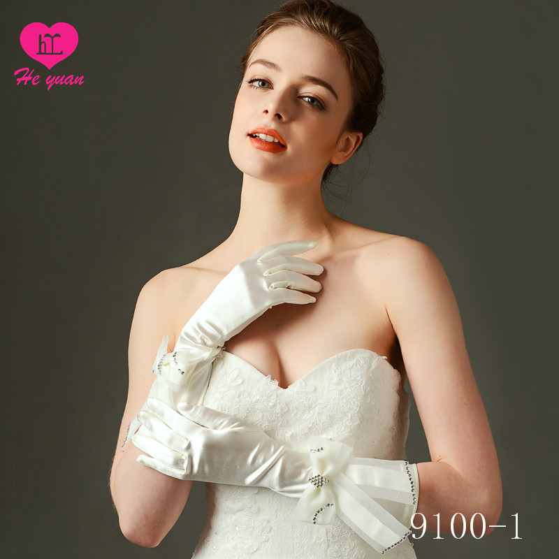 9100-1 Grace Fingerless Long Gathered and Beaded wedding Gloves on Sale