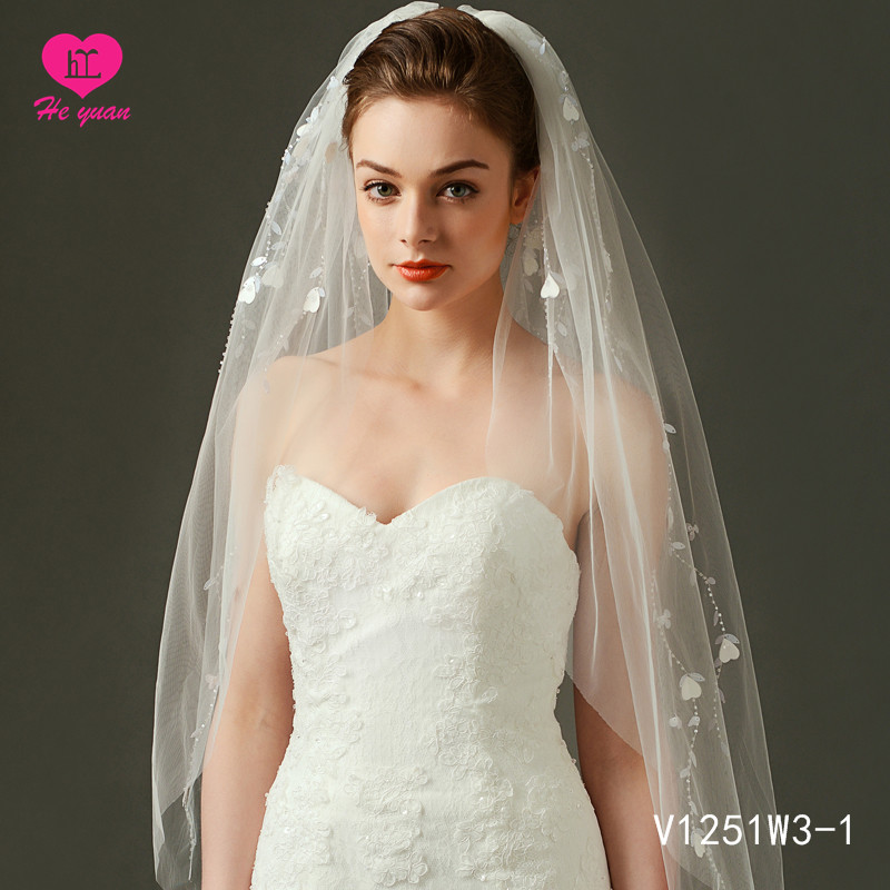 V1251W3-1 Elegant bridal veil Bigger factory hot sale beaded wedding accessories veil on Sale