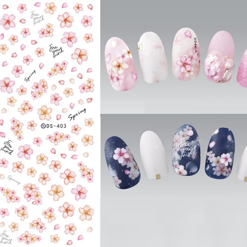 Flower Series Nail Water Decal Stickers Sakura Daisy Lavender Floral Pattern Transfer Sticker Manicure Nail Art Decoration sale