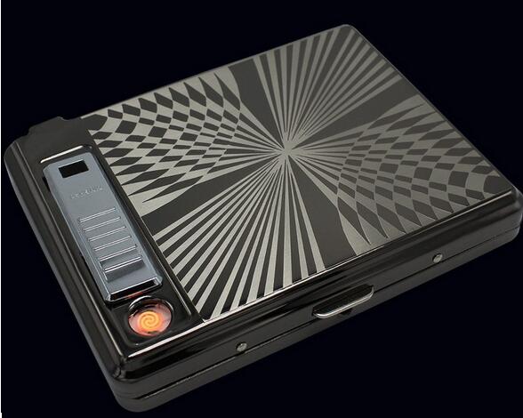 67220 Men Multi-functional USB charging lighter Cigarette Case for sale