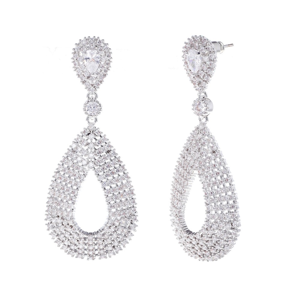 2016 newest Wedding 18k white gold classical luxury zircon wedding Fashion Earring for sale