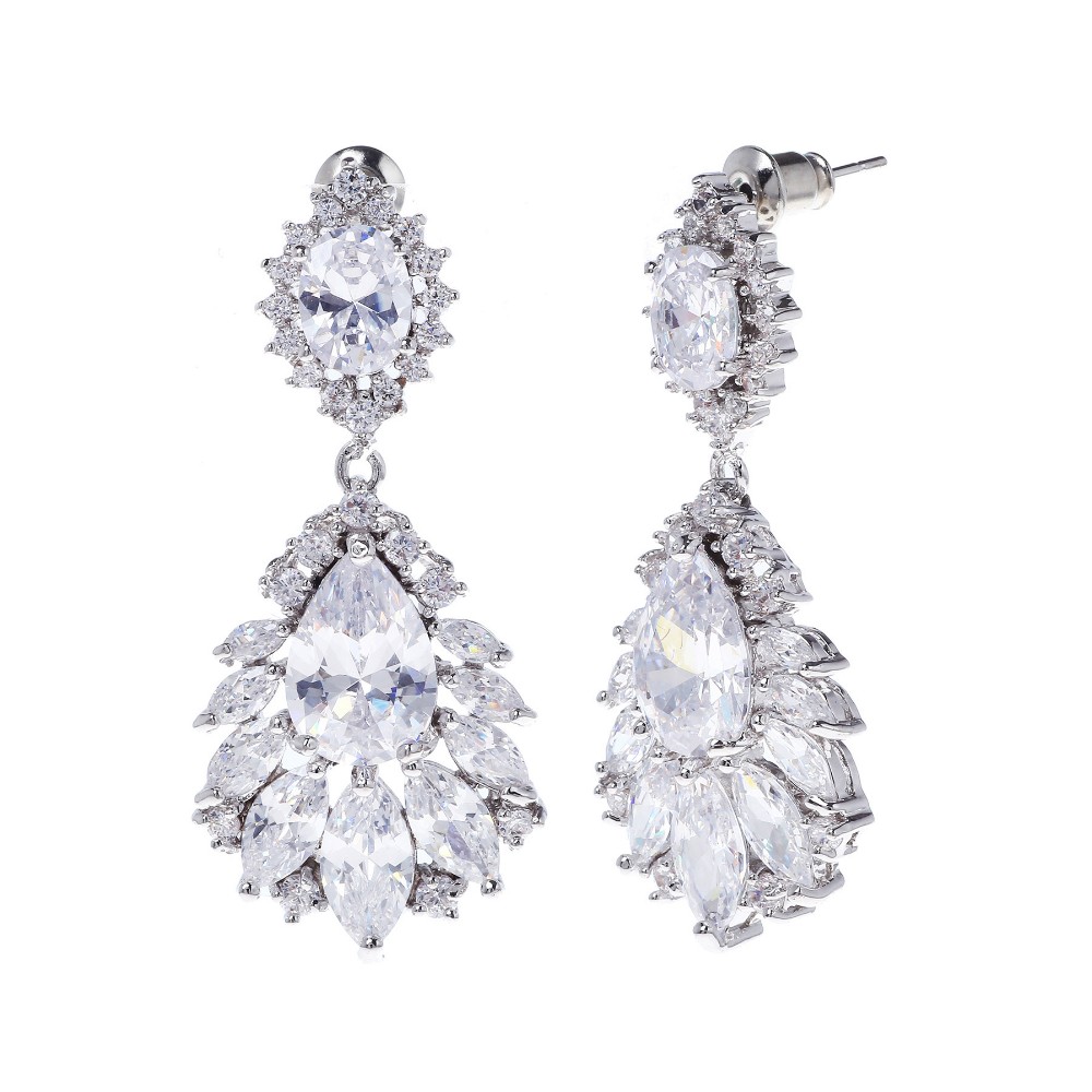 2016 newest Wedding 18k white gold classical luxury zircon wedding Fashion Earring for sale