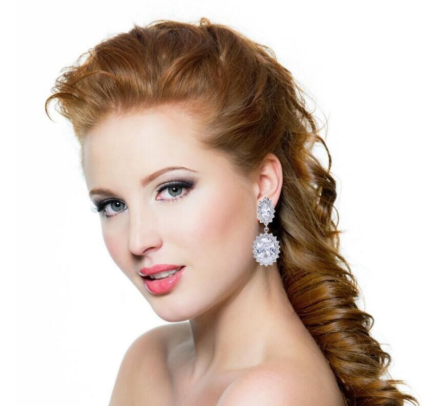 2016 newest Wedding 18k white gold classical luxury zircon wedding Fashion Earring for sale