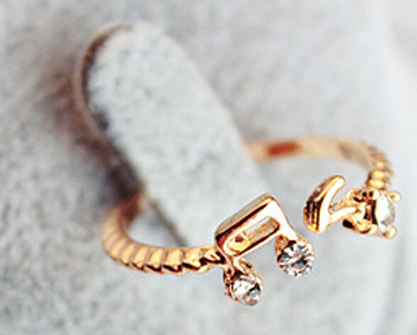 Wholesale Fashion Design Platinum Ring Musical Note Open Adjustable Ring for sale