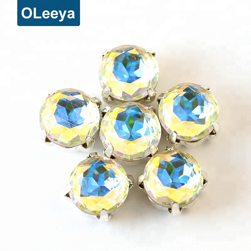 2018 New arrival glass rivoli sew on claw rhinestones for garment accessories and shoes bags sale