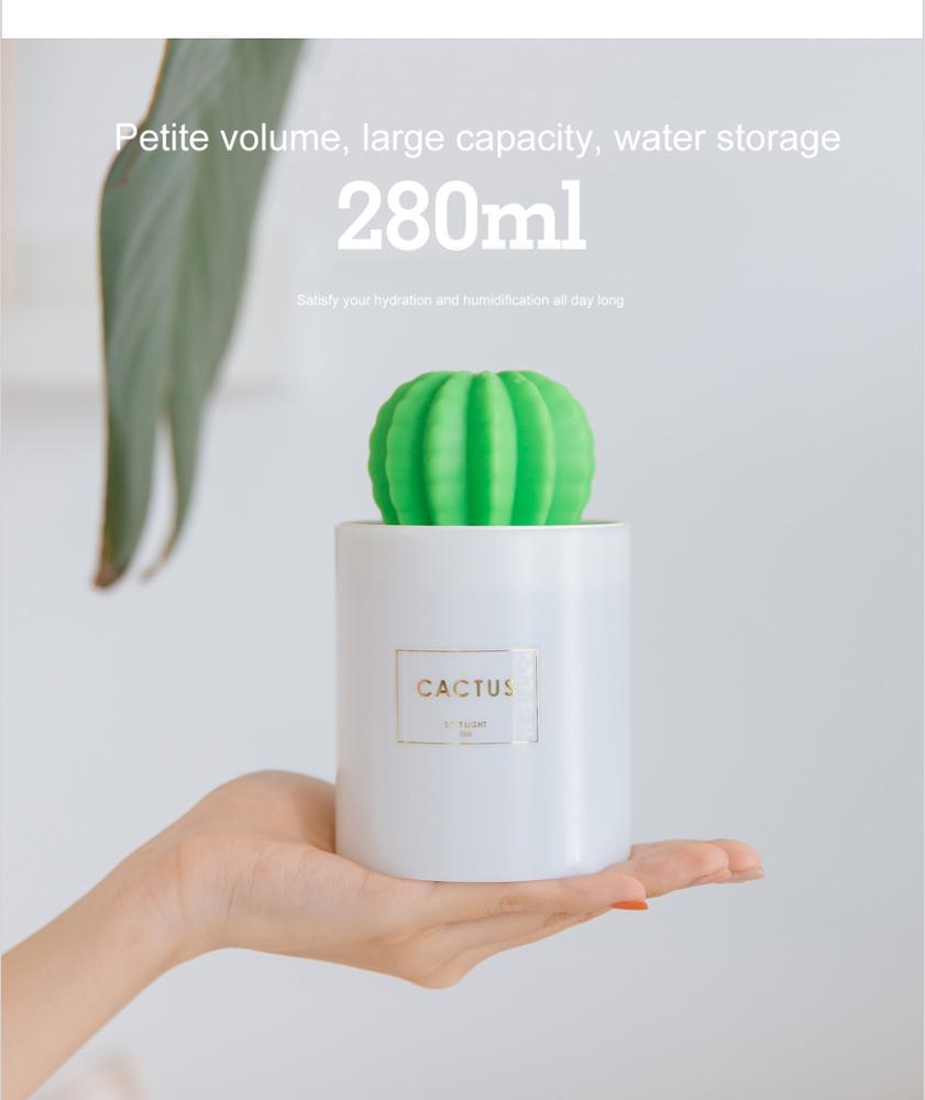 Innovative and Attractive USB Cool Mist Mini Size Cactus Humidifier for Bedroom Home Office Car 280ml with Timed auto Shut sale