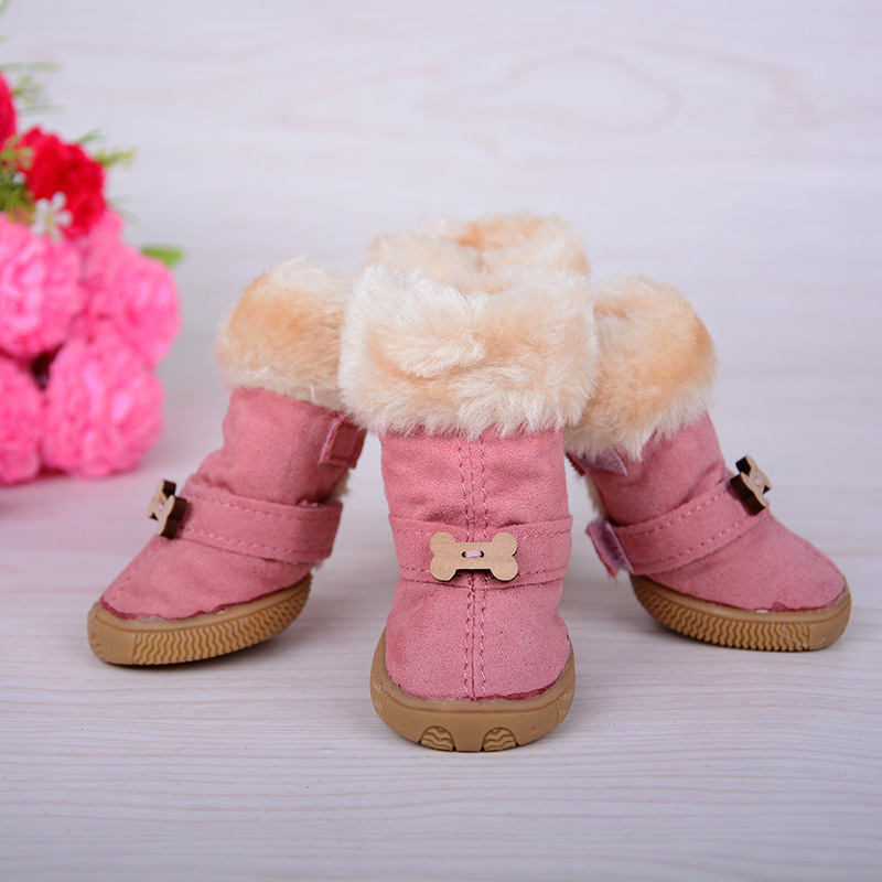 Thick Fur Winter Bone Anti-slip Snow Boots Pet Shoes sale