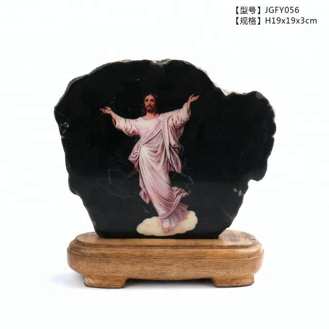 JGFY wood stone art crafts wooden fossil display for sale