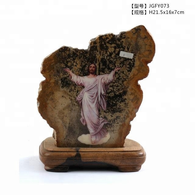 JGFY wood stone art crafts wooden fossil display for sale