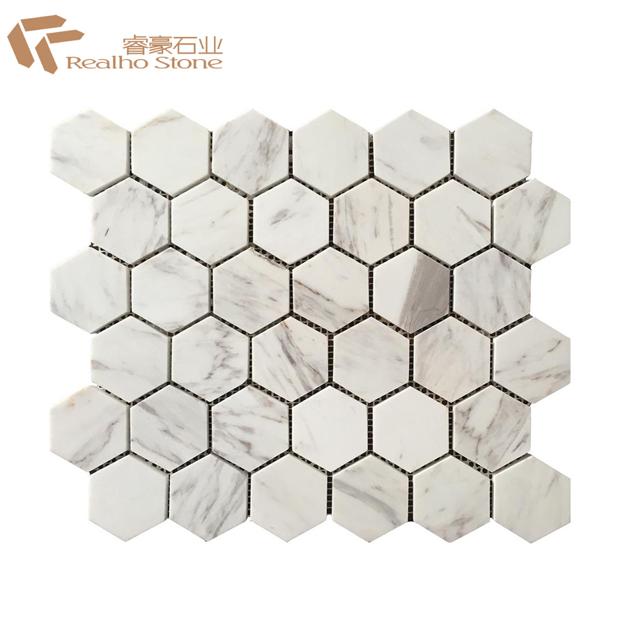 RH-F180703010 Carrara White Marble Hexagon Mosaic Tile for sale