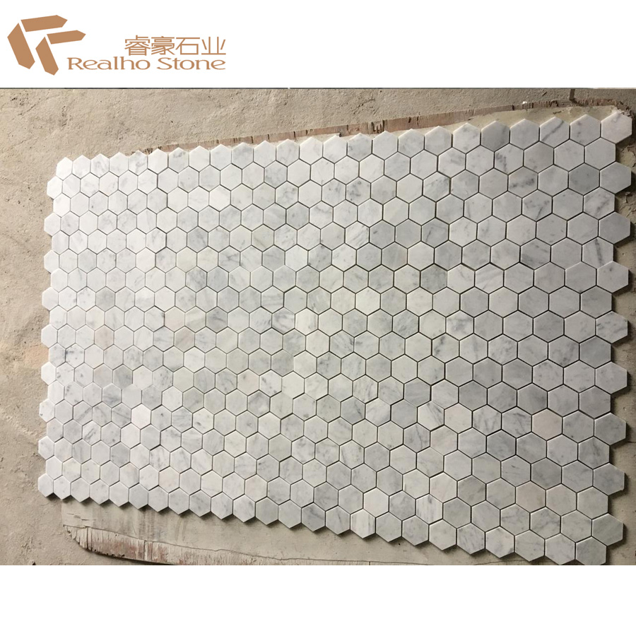 RH-F180703010 Carrara White Marble Hexagon Mosaic Tile for sale
