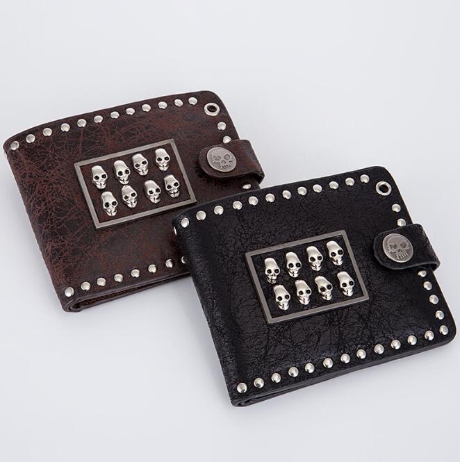 Most welcomed 2018 European and American trend retro skull head male rock punk personality short horizontal style purse on Sale