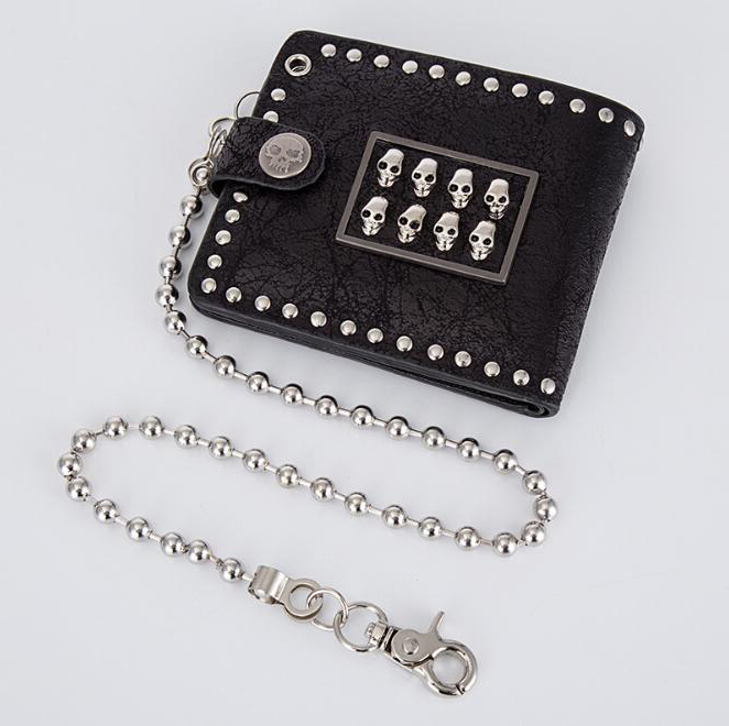 Most welcomed 2018 European and American trend retro skull head male rock punk personality short horizontal style purse on Sale