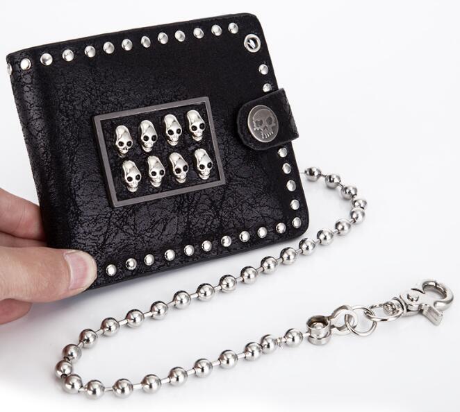 Most welcomed 2018 European and American trend retro skull head male rock punk personality short horizontal style purse on Sale