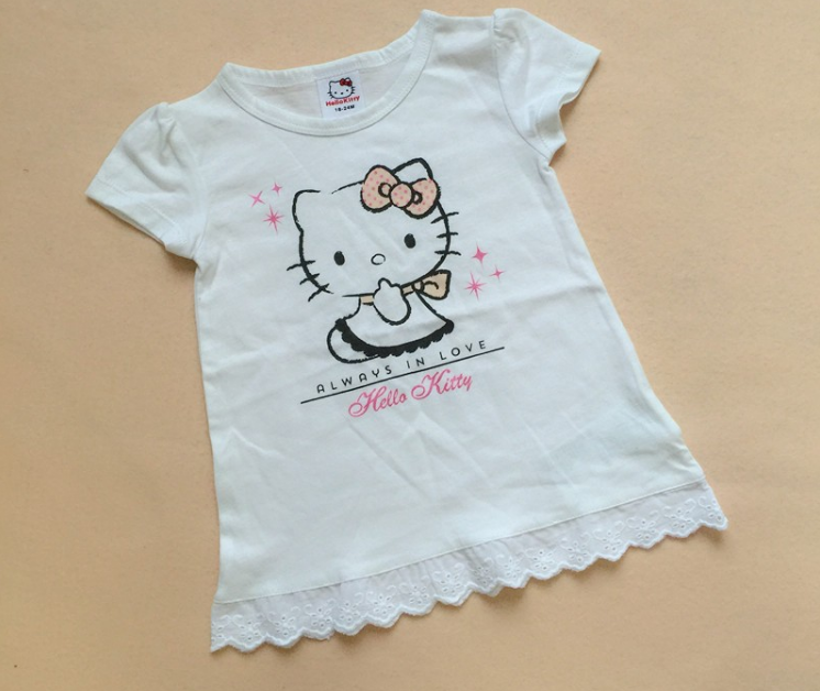 LT1095 100% cotton baby T-shirts with English lace hem for sale