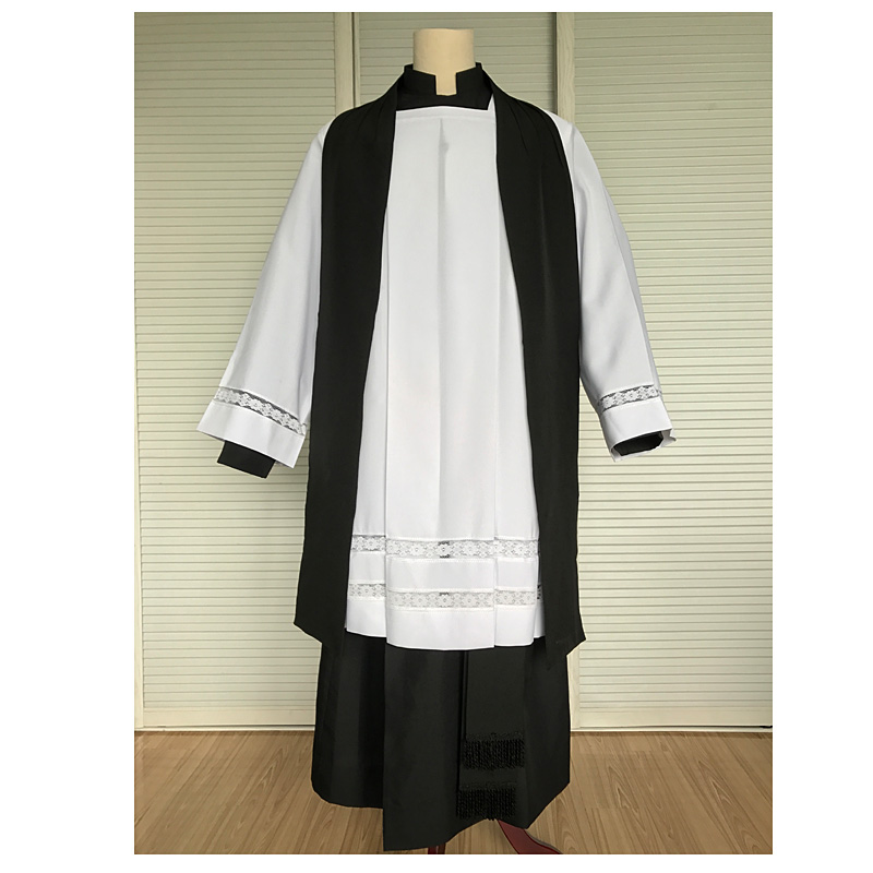 wholesale classic white and black choir surolice and clergy anglican