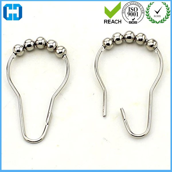 Hot Sale Nickle 5 Roller ball Shower Curtain Rings Curtain Hooks for sale