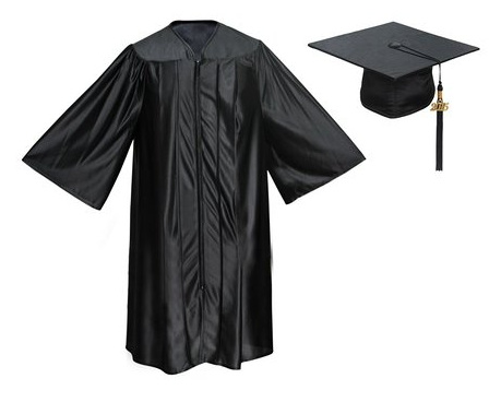 Wholesale preschool navy blue shiny kid graduation gown