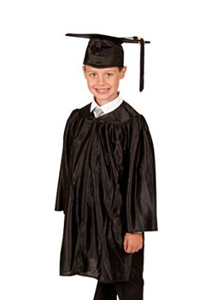 Wholesale preschool navy blue shiny kid graduation gown