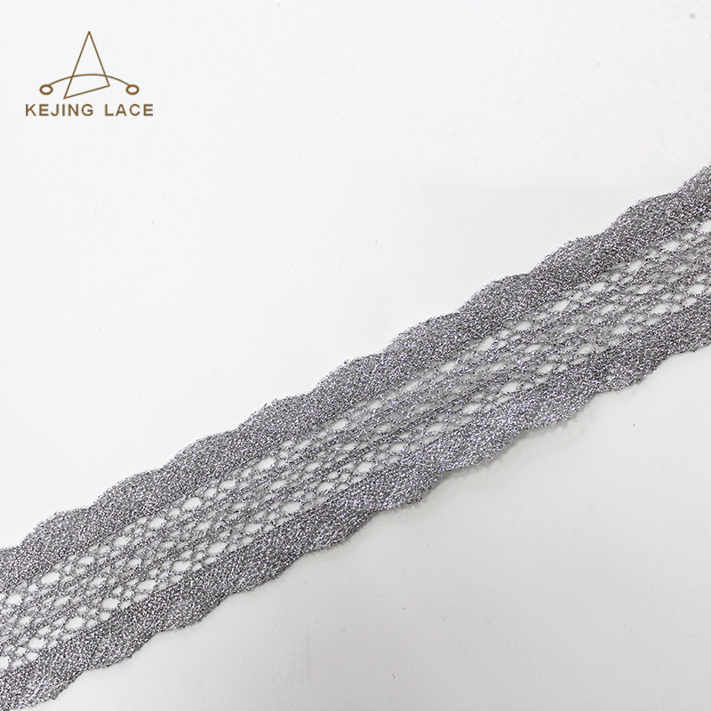 Black & Silver Color 5.0CM Metallic Lace Trim sale