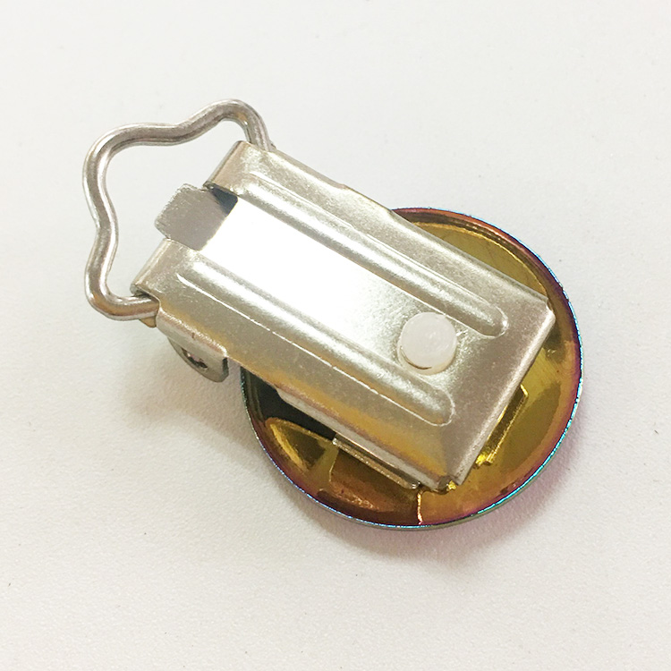 Rainbow color garment baby round metal suspender clip kids suspender clip for kids for sale
